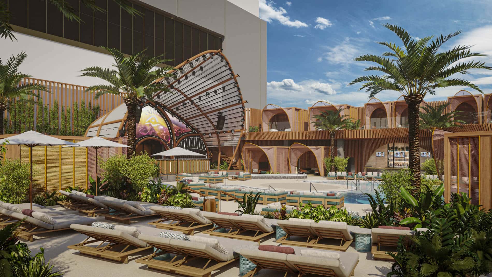 pool party ayu dayclub stage at resorts world las vegas