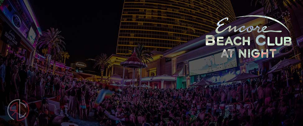 encore beach club at night las vegas pool party venue banner