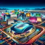 The night sky of Las Vegas around the Allegiant Stadium