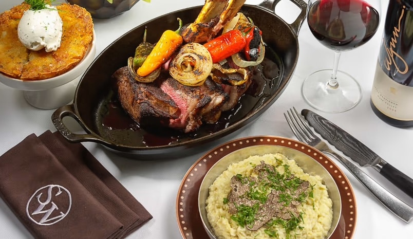 sw steakhouse wynn las vegas food spread