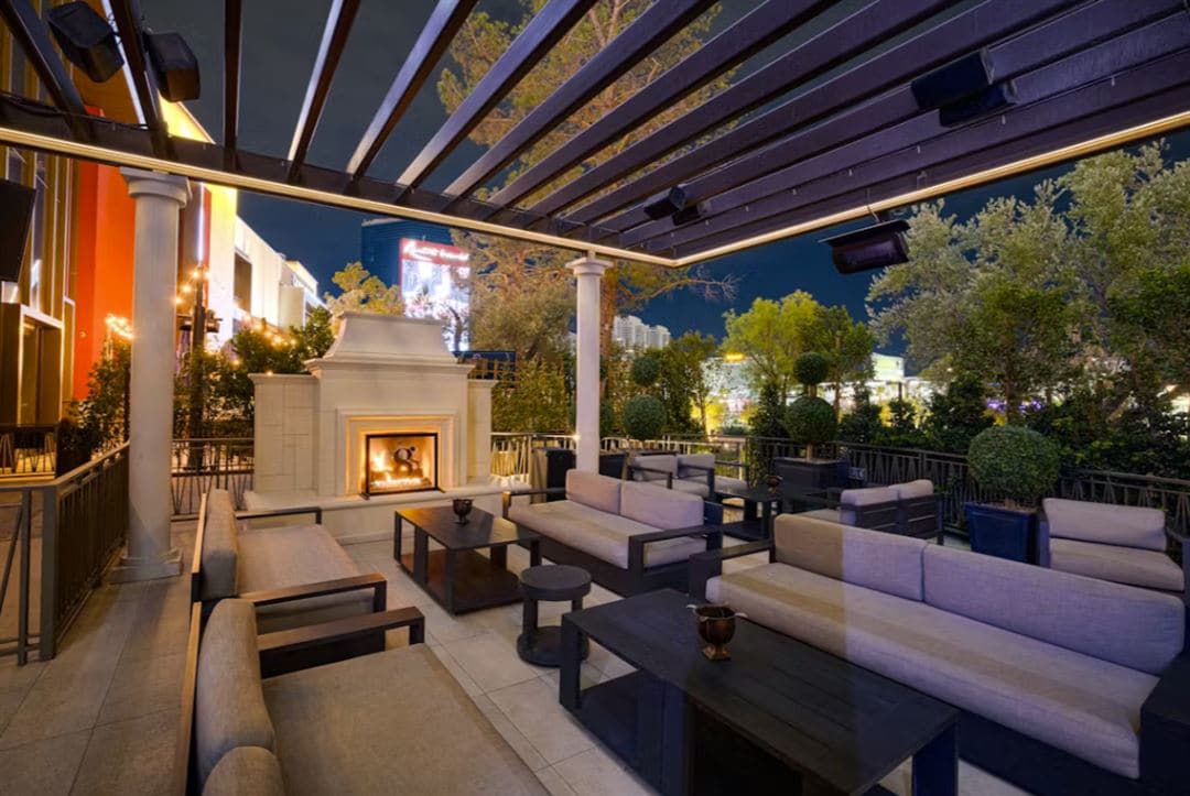 Eight cigar lounge outdoor fireplace seating