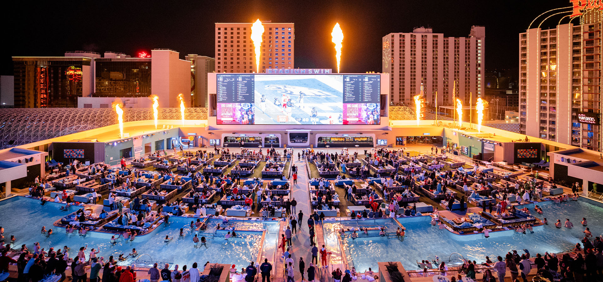 Stadium Swim Pool LED Screen Night View
